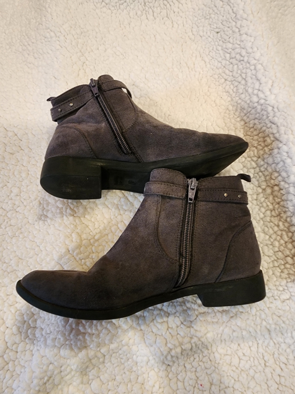 Women's Grey Suede Zip Ankle Boots Size 4